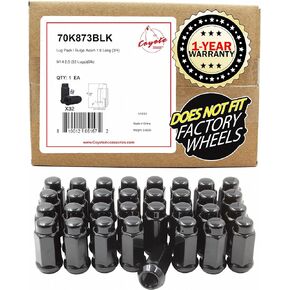 Wheel Accessories Parts 32 Pcs M14 x 2 14 x 2 Thread Bulge Acorn 1.90" Long Lug Nuts Black Chrome 3/4" 19mm Hex Fits 2000-02 Ford Excursion 1999-2003 F250 F350 Super Duty