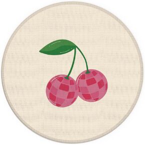 80's Cherry Disco Ball Pink Preppy Small Mouse Pad 7.9x7.9 Inches,Washable Round Cloth Mousepad for Office Laptop Computer,Non-Slip Rubber Base Mouse Pads for Wireless Mouse,Gifts for Teen Girls