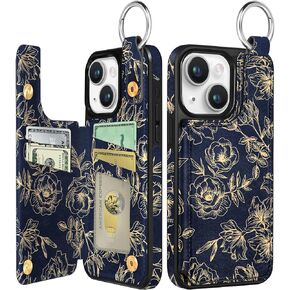 Shorogyt for iPhone 14 Wallet Case with Card Holder, Designer Mushroom Skull Pattern Kickstand Magnetic Clasp Back Flip Folio Leather Phone Cases for iPhone 14 for Women Men Girls