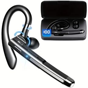 520 Bluetooth Headset Wireless Earphones 10Hrs Playback,Earbuds with Mic for Phone Noise Canceling with 500mAh LED Charging Case for Business Office Trucker,Sports Waterproof