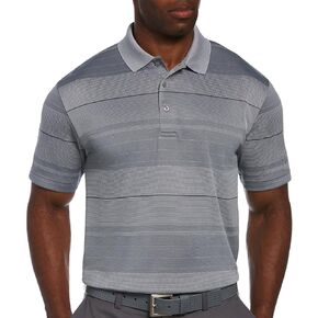 PGA TOUR Men's Ss Large Scale Horizontal Jacquard with Rib Collar