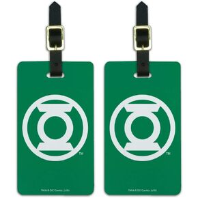 Green Lantern White Logo Luggage ID Tags Suitcase Carry-On Cards - Set of 2