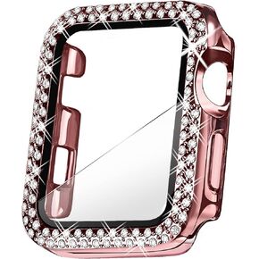 Secbolt 44mm Bling Case With Built In Screen Protector For Women Compatible With Apple Watch(Silver)- All Around Protective Case for iWatch SE Series 6/5/4