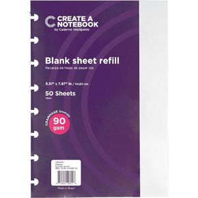 Refills Discbound Notebook Blank Plain White Paper - 7.87" x 10.82" Paper for Custom Discbound Notebook, Planner or Daily Use – 90 GSM Custom Note-Taking System Discbound Inserts – 50 Sheets