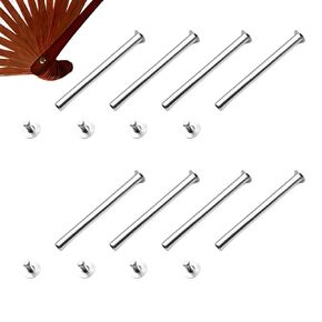 Folding Fan Axle Rivet with Nail Nut Repair Kit,8 Set Handheld Fans Central Rotating Shaft Replacement Fasteners for DIY Handmade Bamboo Paper Fans Cloth Fan Accessories (Silver, 4size)