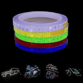5 Package Reflective Tape Outdoor Safety Warning Lighting Sticker Waterproof Bike Reflector Tape for Car, Bicycle, Motorcycle Rim Self-Adhesive DIY Decoration