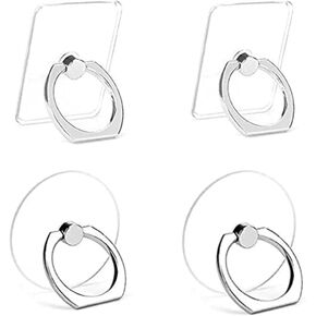 Cell Phone Ring Stand Holder,4 PCS Transparent Finger Ring Holder,360° Degree Rotation Kickstand Phone Ring Grips Compatible with Most Smartphones and Tablet