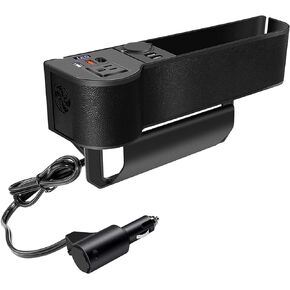 Car Seat Gap Filler Organizer with Mufti-Protection Power Inverter 12V DC to 110V AC Converter, 4 USB Quick Charging, Cigarette Lighter, 3 AC Outlets Car Gap Filler for Car Wallet,Cards
