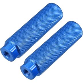 X AUTOHAUX Pair Aluminum Alloy Rear Foot Pegs Footrests Universal Blue for BMX MTB Bike Bicycle Fit 3/8 Inch Axles