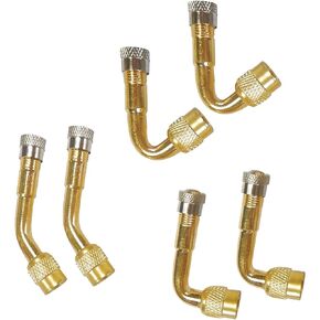 Metal Valve Stem Extenders 45 Degree 90 Degree 135 Degree Universal Valve Stem Extensions for Dual Wheels Passenger Cars, RV, Stroller, Bicycles, Motorcycles and Trailers 6 PCS Gold