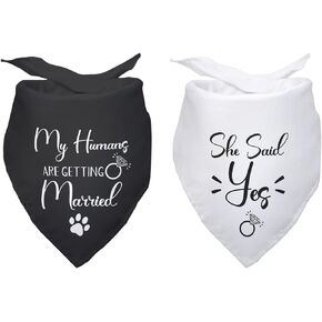 My Humans are Getting Married She Said Yes Dog Bandana Wedding Dog Bandana Bridal Party Wedding Engagement Photo Prop Pet Scarf Accessories for Dog Lovers Owner Gift Pack of 2