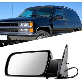Side Mirror Fit for 1992-1994 For Chevy Blazer 1988-1999 Pickup Truck 1992-1999 Suburban 1995-2000 Tahoe Manual Fold Non-heated 1 Piece of Mirror Driver Side Power adjustment Exterior Mirror