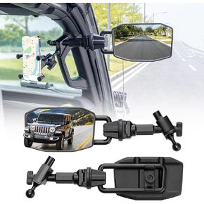 أبواب المرايا مغلقة متوافقة مع Jeep Gladiator JT وWrangler JL JLU 2018-2023، مرآة JL سريعة الإصدار مع حامل هاتف، لا يوجد تمايل ومقبض إزالة سريع (غير مناسب 2024)