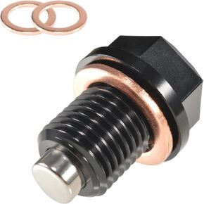 M12*1.5 Stainless Steel Engine Magnetic Oil Drain Plug with Neodymium Magnet Magnetic Oil Pan Plug with 3 PCS Copper Gasket Fit For most Mercedes，Yamaha, BMW, Kawasaki, Ducati, Harley, etc.