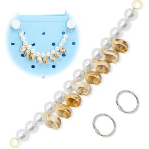 Shells Pearls Charm for Bogg Bag Accessories, Purse Strap Extender, Purse Chains for Women Rubber Beach Bag Tote Handbag Crossbody Shoulder Decoration, With Metal Buckle(Large)