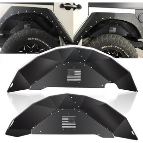 بطانات الحاجز الداخلي الخلفي مشاعل لـ 2007-2018 Jeep Wrangler JK 4WD & 2WD من الألومنيوم خفيف الوزن (نمط العلم الأمريكي أسود) in Kuwait