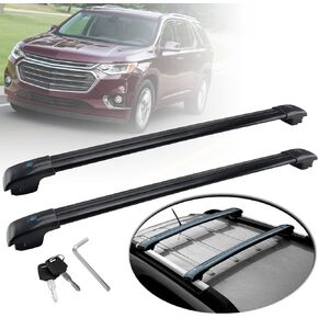 MotorFansClub Roof Racks Cross Bars Fit for Chevy Chevrolet Traverse 2018 2019 2020 2021 Baggage Cargo Luggage Racks Rail Bars Lockable Black