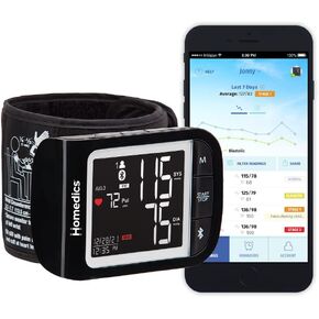 HoMedics Premium Wrist Blood Pressure Monitor, Clinically Proven Accurate, Wrist Positioning Guide, AM/PM Averaging, Irregular Heartbeat Detector, Smart Measure Inflation Technology