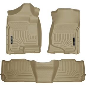 Husky Liners Weatherbeater Floor Mats | Fits 2007 - 2014 Chevrolet Suburban 1500/GMC Yukon XL1500, 2007 - 2013 Cadillac Escalade EXT/Chevrolet Avalanche | Front & 2nd Row, 3-pc Tan - 98263