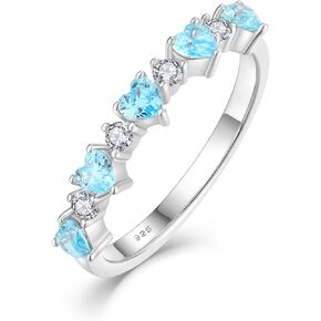 Stackable Rings 925 Sterling Silver Rings Half Eternity Ring Birthstones Ring for Women 6-9 Size
