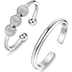 Gleamart Adjustable Anti-Anxiety Spinner Ring for Women Spinning Fidget Ring Rotating Stackable Ring