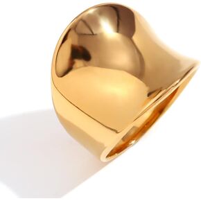 Wide Statement Band Rings for Women and Men Chunky Gold Thumb Rings Rings Silver Thick Rings Simple Bold Chunky Solid Dome Ring Minimalist Stackable Rings Size 6-11