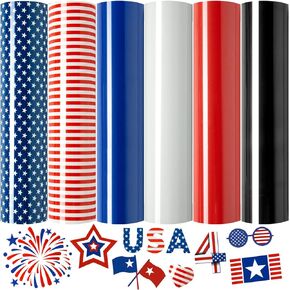 فينيل نقل الحرارة الوطني، 4 يوليو HTV حديد على الفينيل، لملابس عيد الاستقلال زي صناعة النسيج DIY (6 ورقات) in Kuwait