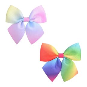 Baby Rainbow Bow Headband Ribbon Hair Bows Kids Elastic Hair Band TSFD26 (2pcs Rainbow Clips)