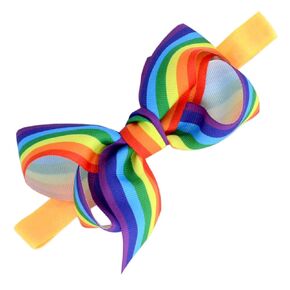 Baby Rainbow Bow Headband Ribbon Hair Bows Kids Elastic Hair Band TSFD26 (2pcs Rainbow Clips)