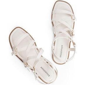 Modatope Women Flat Strappy Sandals Fashion Comfortable Summer Sandals for Women Girls