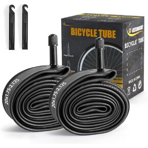 2 Pack 20 Inch Bike Tube AV32mm Schrader Valve, Bicycle Tube with 2 Tire Levers Fit 20 x 1.75/1.9/1.95/2.0/2.1/2.125, Butyl Rubber Inner Tube for Kids/Mountain/MTB Bike