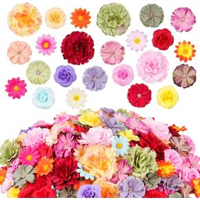 210 Pcs Mini Silk Flower Heads Small Fake Rose Daisy Faux Flowers Bulk for Crafts Artificial Rose Loose Flowers Blossom Heads Sunflower Bulk for Wedding Hair Cap Leis Decorations (Light Colors Mixed)