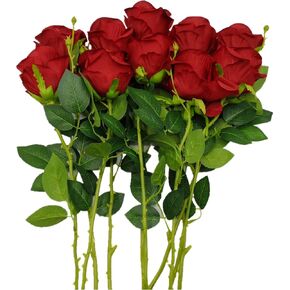 AnotherGifts 10pcs Artificial Silk Rose Flower Bouquet Home Decor Wedding Party Long Stem for DIY GardenTable Centerpiece (Royal Blue) - Exclusive Style…