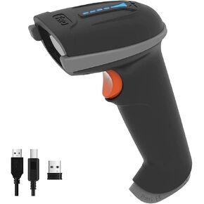 Tera Barcode Scanner Wireless Versatile 2-in-1 (2.4Ghz Wireless+USB 2.0 Wired) with Battery Level Indicator 328 Feet Transmission Distance Rechargeable 1D Laser Bar Code Reader Handheld 5100 (Gray)
