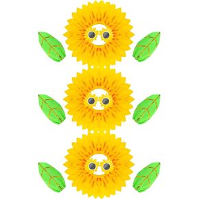 Halloween Funny Sunflower Costumes Yellow Flower for Costume Performance Props Sunflower Headgear Glasses Leaf Glove