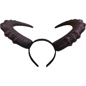 Devil Horns Headband Large Demon Cow Horn Headdress Halloween Cosplay Costume Props for Women,Red