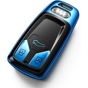 Tukellen for Audi Key Fob Cover, Special Soft TPU Key Case Cover Protector Compatible with Audi A4 Q7 Q5 TT A3 A6 SQ5 R8 S5 Smart Key (Blue)