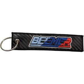 Carbon Moto inchBEEMERinch Carbon Fiber Keychains Premium Quality Key Tag for BMW Motorcycles, Beemer, Bimmer Cars, Bmw Blue, Standard