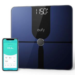 eufy من Anker، مقياس ذكي P1 مع بلوتوث، مقياس دهون الجسم، ميزان حمام رقمي لاسلكي، 14 قياسًا، الوزن/دهون الجسم/مؤشر كتلة الجسم، تحليل تكوين الجسم للياقة البدنية، أسود/أبيض، رطل/كجم. in Kuwait