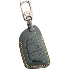 2021 Cadillac Escalade Key Fob Cover, Genuine Leather Key Fob Case protector for CT5, CT6, CTS, XT6 with leather keychain