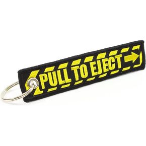 PULL TO EJECT Key Chain - Black/Yellow