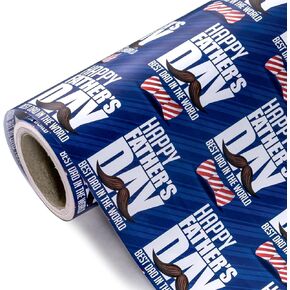 WRAPAHOLIC Father's Day Wrapping Paper - Mini Roll - 17 Inch X 33 Feet - Happy Father's Day Lettering Design for Party, Holiday