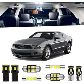 7-Pieces Super Bright Interior LED Light Kit Compatible Ford Mustang 2010 2011 2012 2013 2014 White 6000K Interior LED Lighting Package + License Plate Lights, Install Tool