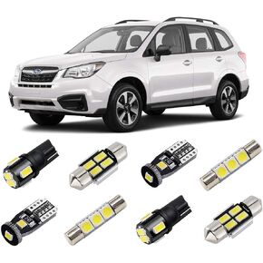 White Interior LED Lights Kit for Subaru Forester 2014 2015 2016 2017 2018 2019 Super Bright 6000K LED Interior Light Bulbs Package + License Plate Lights and Install Tool