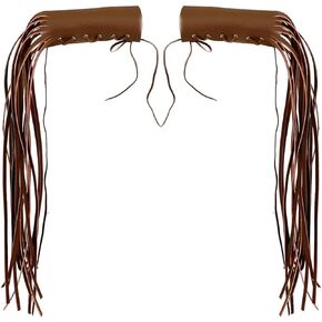 vogueteen Motorcycle Leather Brake Clutch Lever Fringe Long Tassels Grip Handlebar Grip Covers Fringe Streamers Tassel (AB)