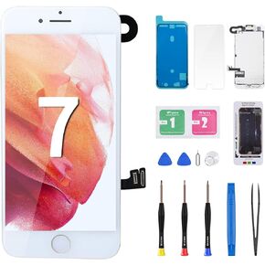 for iPhone 7 Screen Replacement Black 4.7" with Home Button 3D Touch LCD Display Digitizer Full Assembly Repair Kit Front Camera Earpiece Proximity Sensor Glass Fix Tools A1660 A1778 A1779