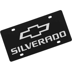 Dual Logo License Plate for Chevy Silverado (Carbon Black)