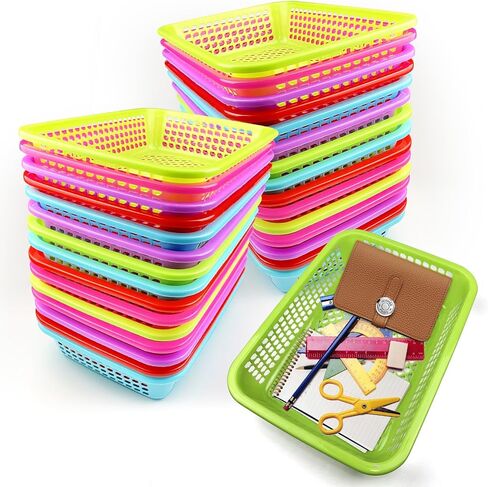 30 Pack A4 Size Classroom Storage Baskets Paper Organizer Basket Colorful Organization Storage Trays Mesh Bin for Teacher Classroom Office Home Basket Tray in Saudi Arabia