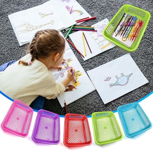 30 Pack A4 Size Classroom Storage Baskets Paper Organizer Basket Colorful Organization Storage Trays Mesh Bin for Teacher Classroom Office Home Basket Tray in Saudi Arabia