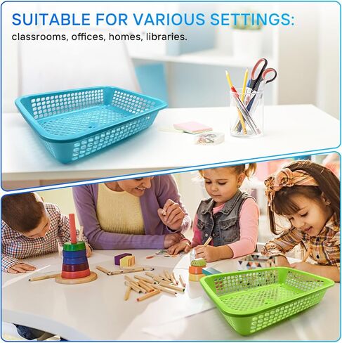 30 Pack A4 Size Classroom Storage Baskets Paper Organizer Basket Colorful Organization Storage Trays Mesh Bin for Teacher Classroom Office Home Basket Tray in Saudi Arabia